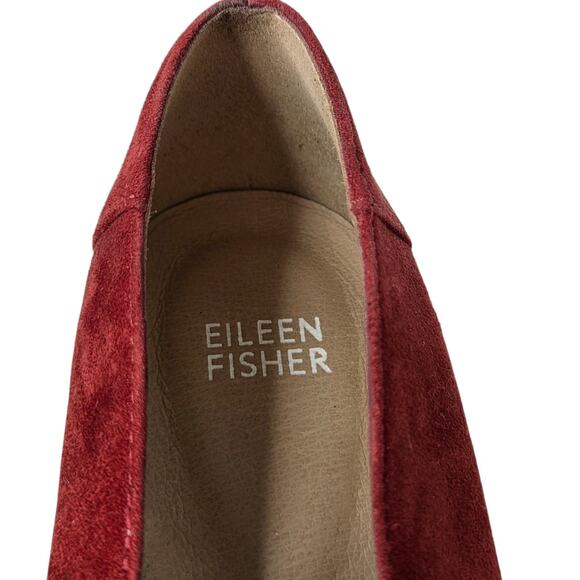 Eileen Fisher Cedar Red Suede Una Hidden Wedge Ballet Flat Shoes SZ 8.5 - Picture 9 of 11